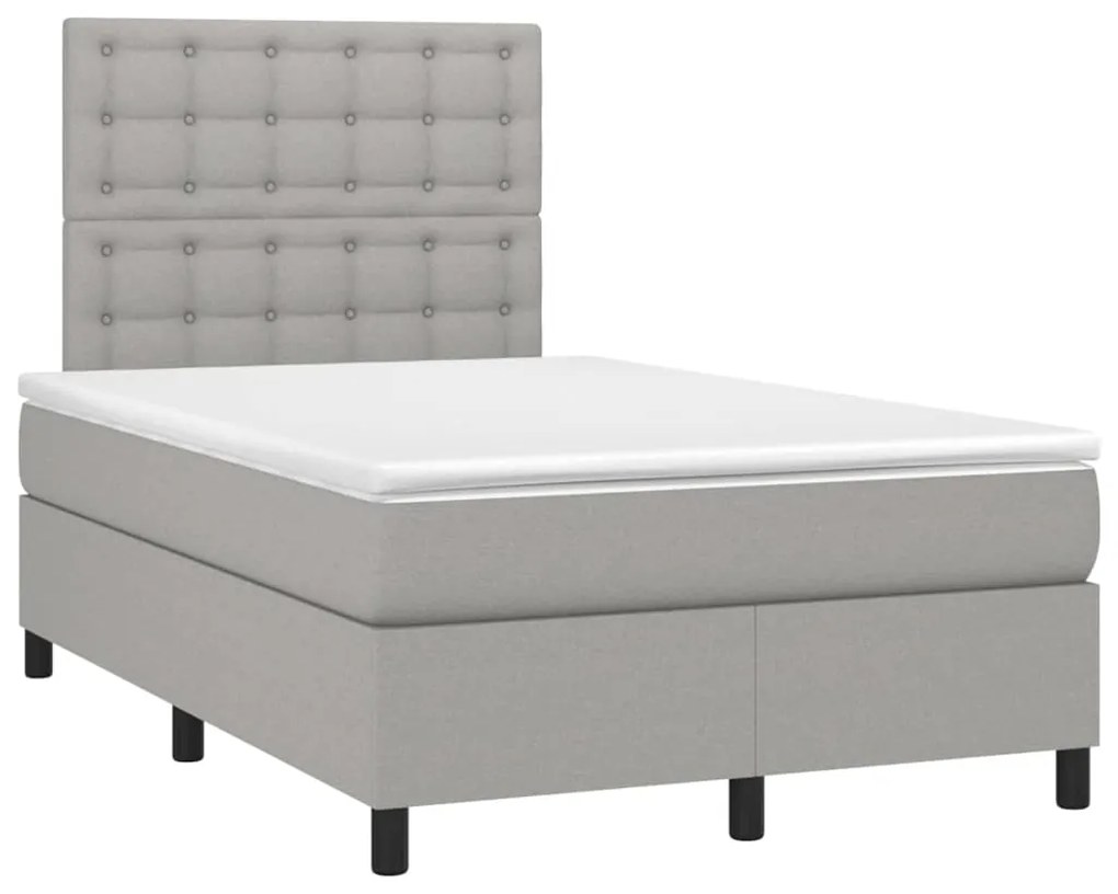 vidaXL Κρεβάτι Boxspring με Στρώμα & LED Αν.Γκρι 120x200 εκ Υφασμάτινο