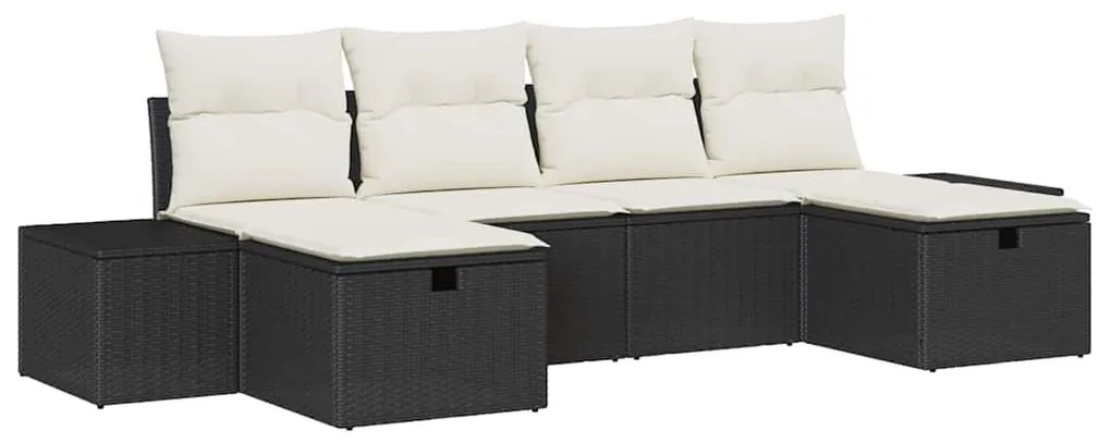 vidaXL Σετ Καναπέ Κήπου με μαξιλάρι 6 pcs Μαύρο Πολυ ράταν