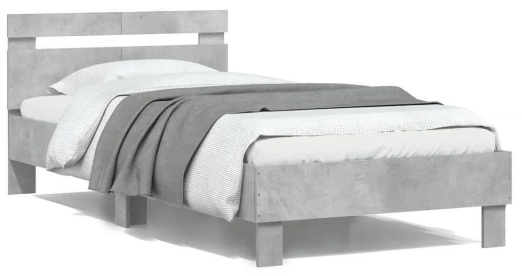 Πλαίσιο Κρεβατιού με Κεφαλάρι Γκρι Σκυρ. 100x200 εκ. Επεξ. Ξύλο - Γκρι