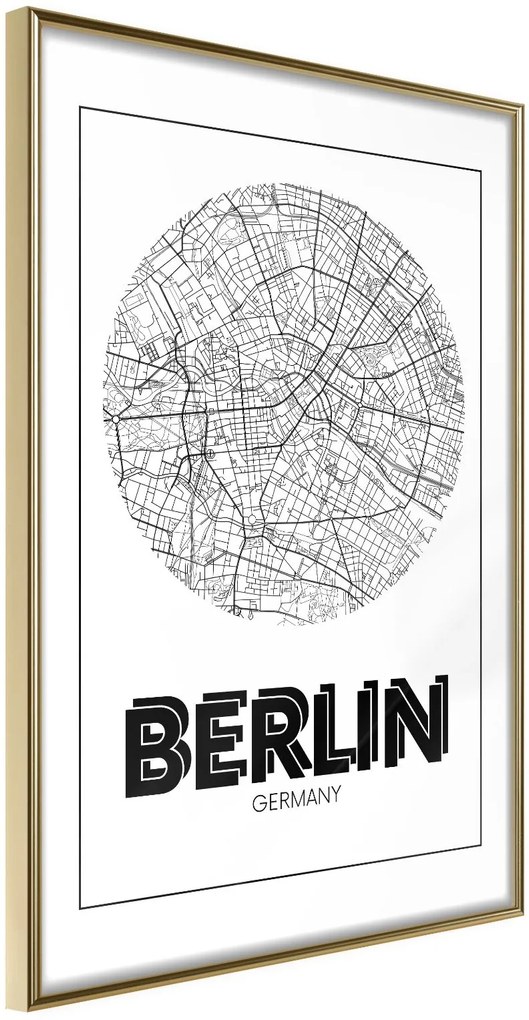 Αφίσα - City Map: Berlin (Round) - 20x30 - Χρυσό - Χωρίς πασπαρτού