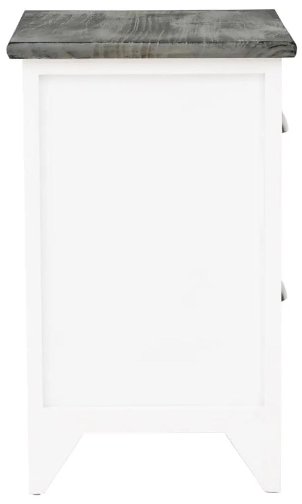 Κομοδίνο Γκρι και Λευκό 38 x 28 x 45 εκ. από Ξύλο Παυλώνιας - Γκρι