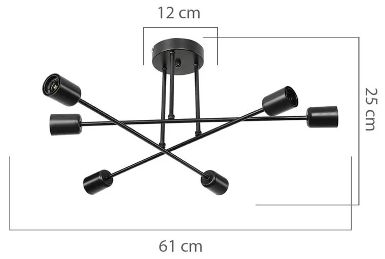 Φωτιστικό οροφής PWL-1122 pakoworld Ε27 μαύρο Φ61x25εκ - 147-000069 - 147-000069