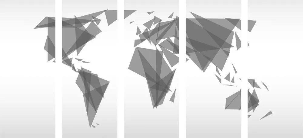 Εικόνα 5 τμημάτων γεωμετρικός χάρτης του κόσμου σε ασπρόμαυρο - 100x50