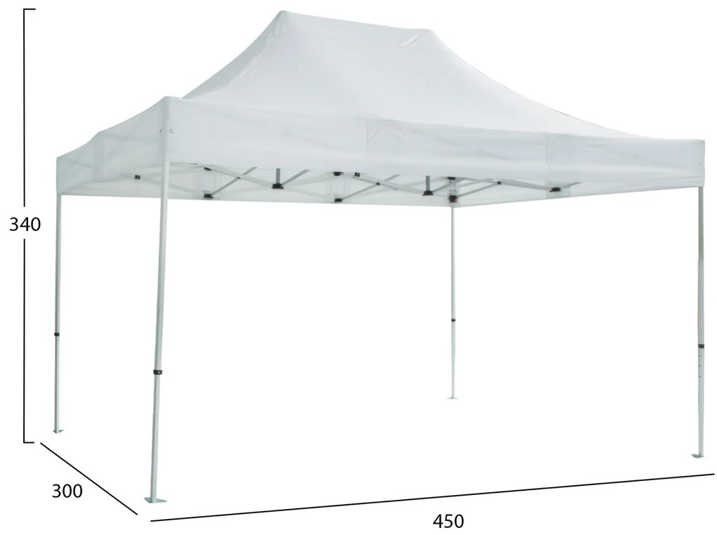 GAZEBO Β.ΤΥΠΟΥ CRESSEN HM6306 ΠΤΥΣΣΟΜ.-ΣΚΕΛΕΤΟΣ ΑΛΟΥΜ.ΑΣΗΜΙ-ΛΕΥΚΟ ΠΑΝΙ 3x4,5x3,4Yμ - 0612842 - HM6306