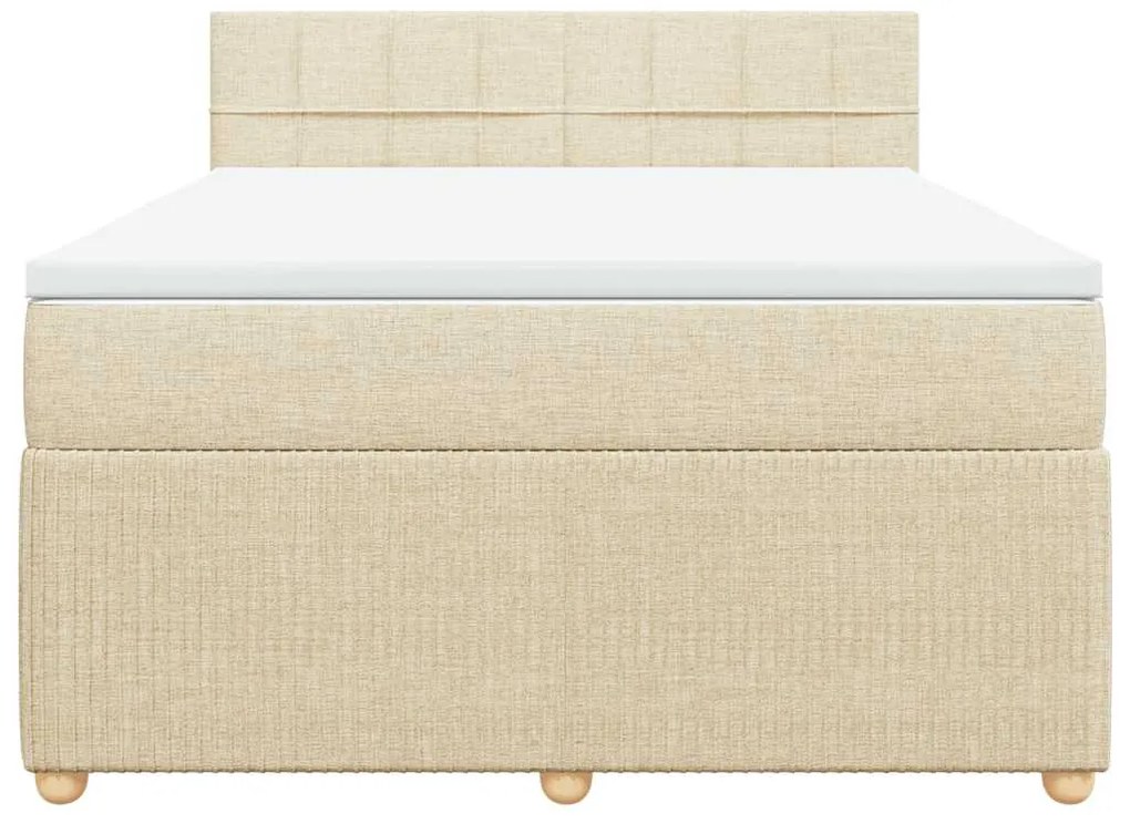 vidaXL Κρεβάτι Boxspring με Στρώμα Κρεμ 140x190 εκ. Υφασμάτινο