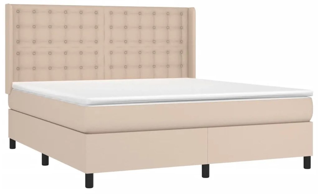 vidaXL Κρεβάτι Boxspring με Στρώμα Καπουτσίνο 160x200εκ.από Συνθ.Δέρμα