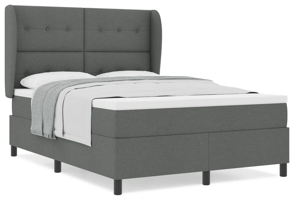 vidaXL Κρεβάτι Box Spring με Στρώμα Σκούρο Γκρι 140x200 εκ Υφασμάτινο