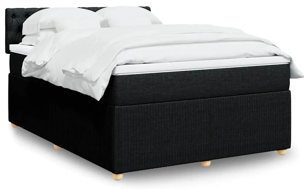 vidaXL Κρεβάτι Boxspring με Στρώμα Μαύρο 160x200 εκ. Υφασμάτινο