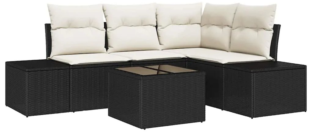 vidaXL Σετ Καναπέ Κήπου 5 pcs Μαύρο Πολυ ράταν