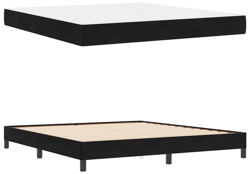 vidaXL Κρεβάτι box spring με στρώμα Μαύρο 180 x 200 cm Βελούδο
