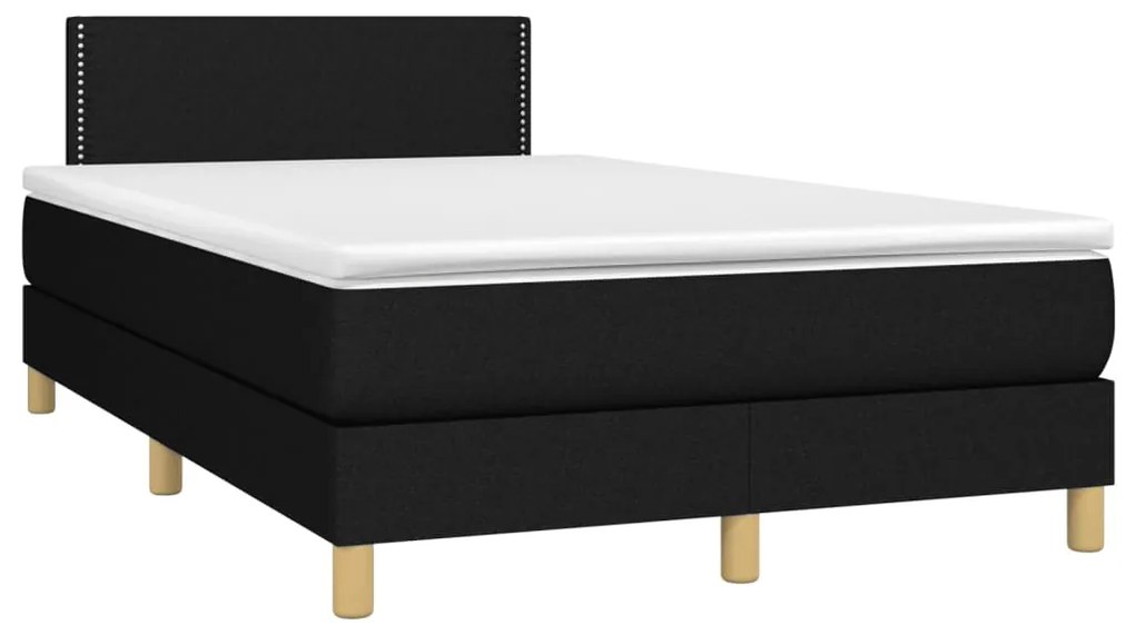 vidaXL Κρεβάτι Boxspring με Στρώμα & LED Μαύρο 120x190 εκ. Υφασμάτινο