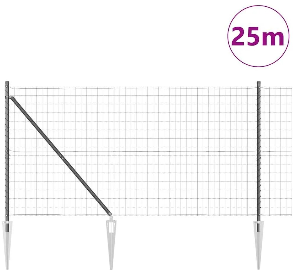 vidaXL Φράχτης με Στήλες. Γκρι 1.2 x 25 m Ατσάλι