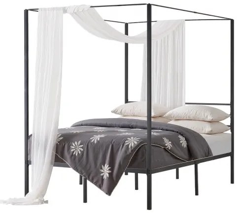 VEVOR Full Size Canopy Bed Frame Metal Canopy Bed with Four Posters Black