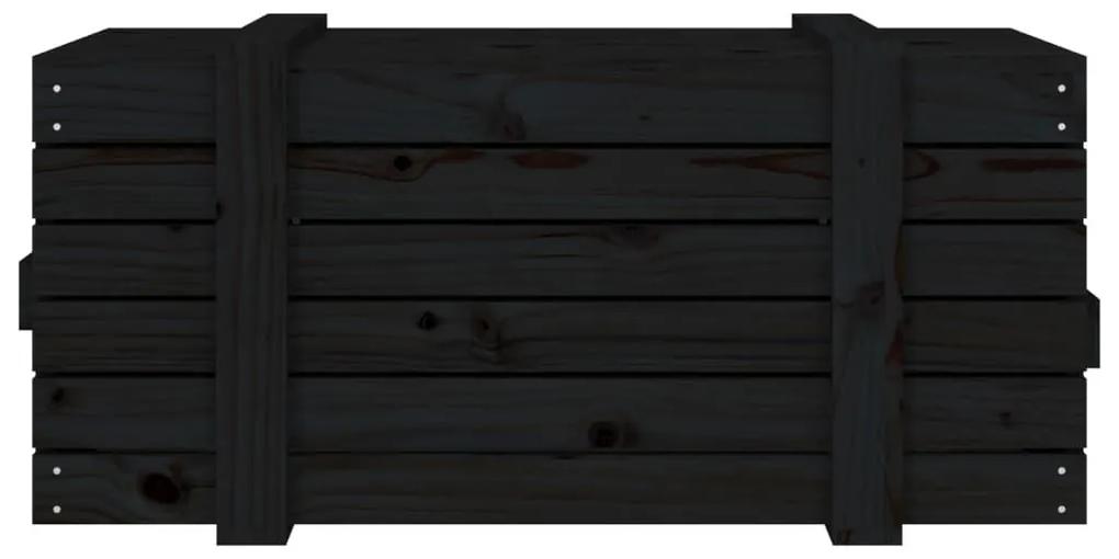 Κουτί Αποθήκευσης Μαύρα 91x40,5x42 εκ. Μασίφ Ξύλο Πεύκου - Μαύρο