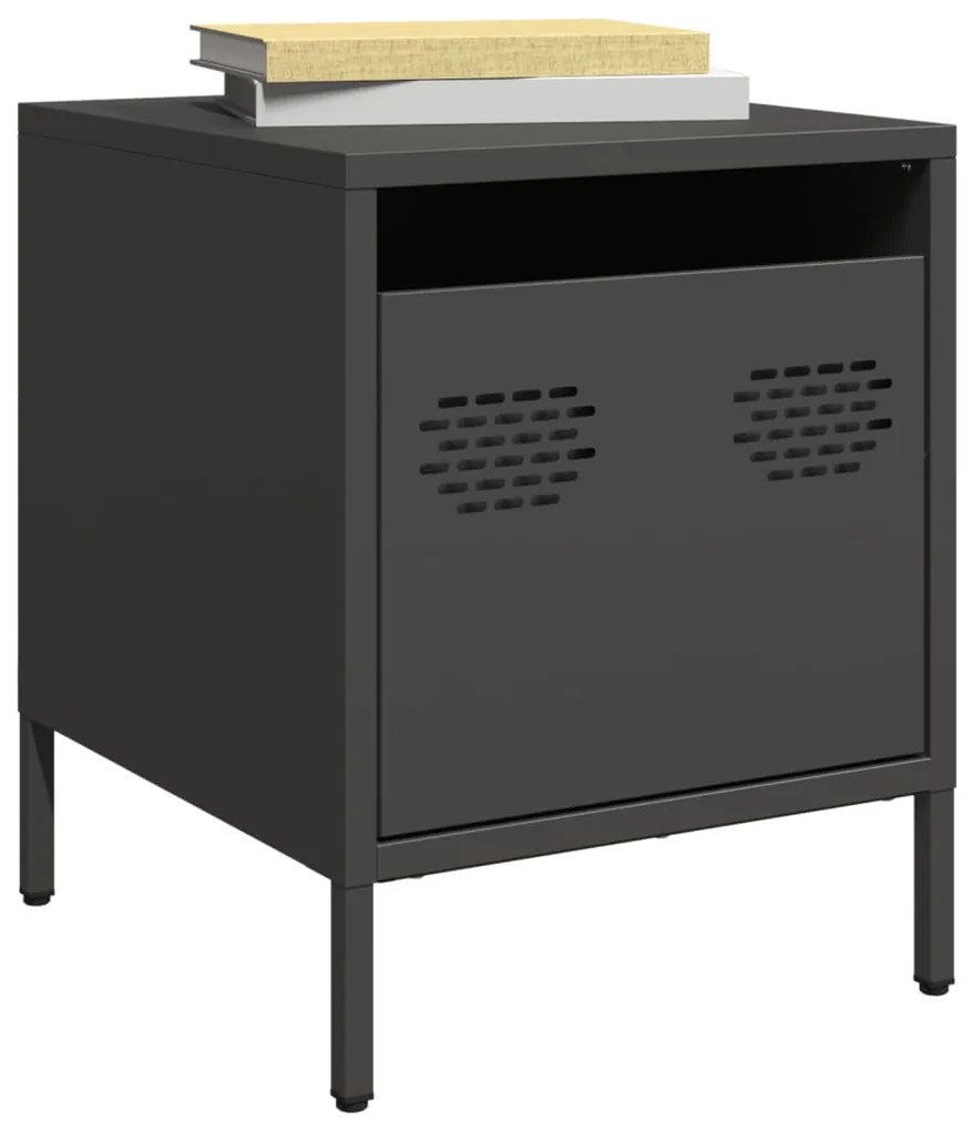 Κομοδίνα 2 τεμ. Μαύρο 35x39x43,5 εκ. από Χάλυβα