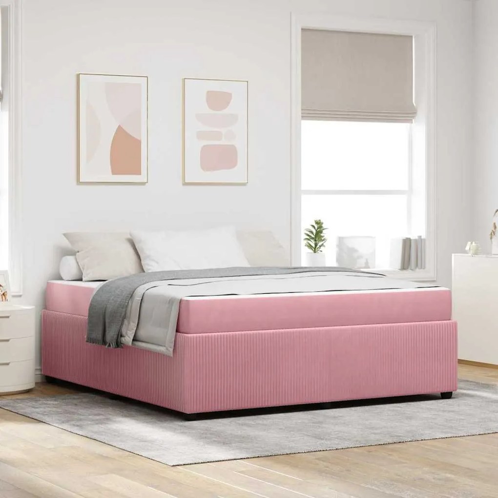 vidaXL Σκελετός κρεβατιού με στρώμα Άλλο Ροζ 180 x 200 cm Βελούδο