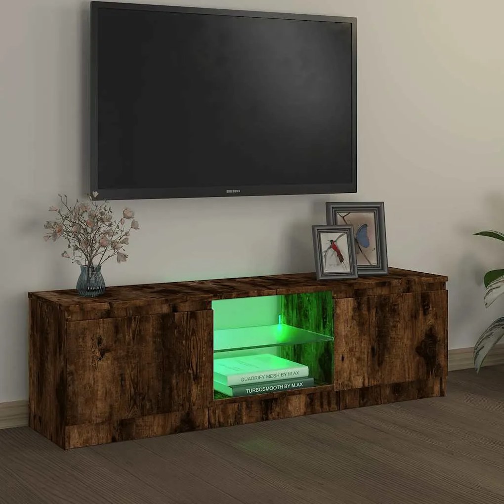 vidaXL Έπιπλο Τηλεόρασης με LED Καπνιστή Δρυς 120x30x36 εκ.