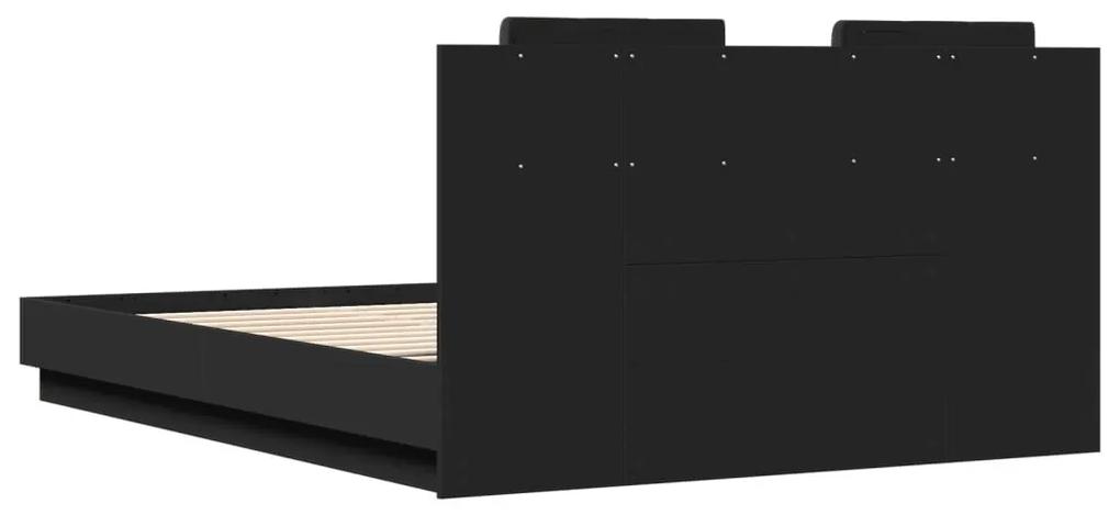 Πλαίσιο Κρεβατιού με Κεφαλάρι/LED Μαύρο 150 x 200 εκ - Μαύρο