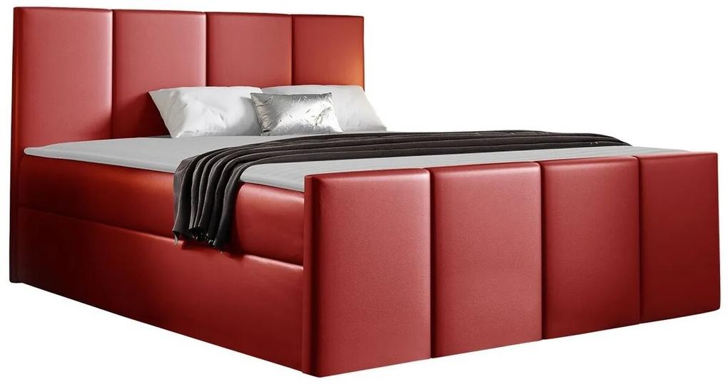 Κρεβάτι continental Baltimore 154, Continental, Μονόκλινο, Κόκκινο, 120x200, Οικολογικό δέρμα, Τάβλες για Κρεβάτι, 124x213x103cm, 108 kg, Στρώμα: Ναι