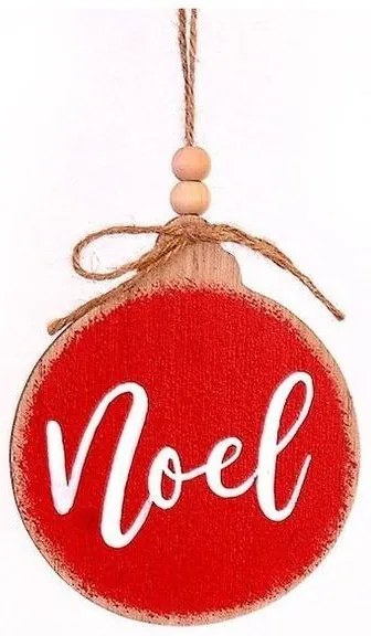 Vetur Στολίδι Κρεμαστό Ξύλινο Noel Φ10cm Κόκκινο 13715-NOEL
