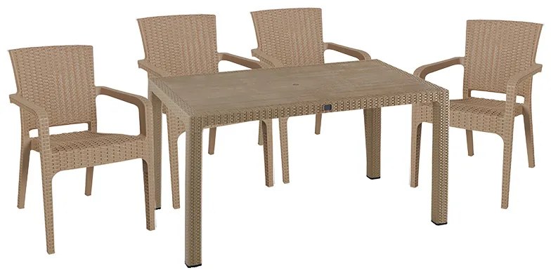 Intrahome Τραπεζαρία Explore-Halcyon Intrahome σετ 5τεμ PP cappuccino 150x90x73,5εκ. | SKU: INTRAPA-364111160