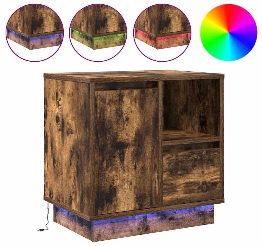 vidaXL Κομοδίνο με συρτάρι 2 pcs Καπνιστό Δρύς 50 x 34,5 x 50 εκ.