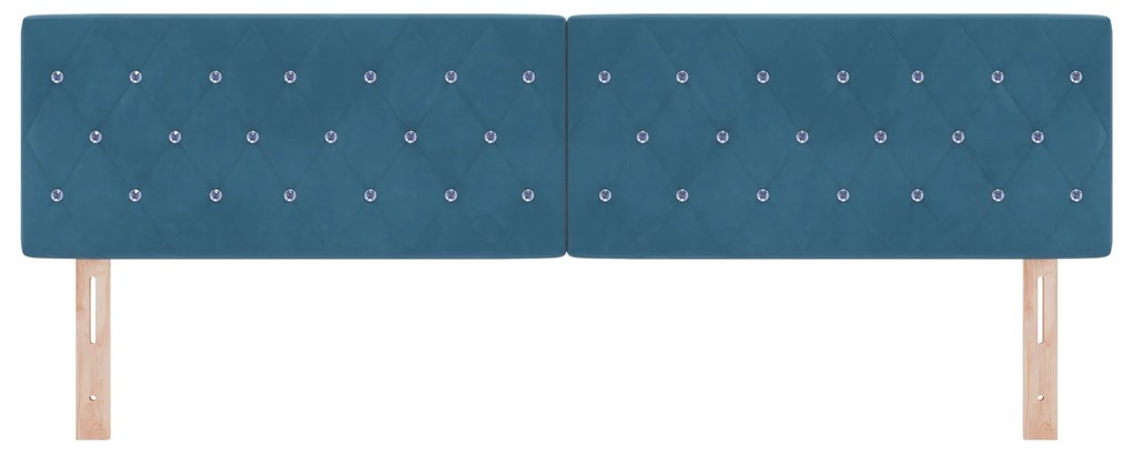 vidaXL LED Κεφαλάρι με Κρύσταλλο για Σκούρο Μπλε 90 εκ. Βελούδο
