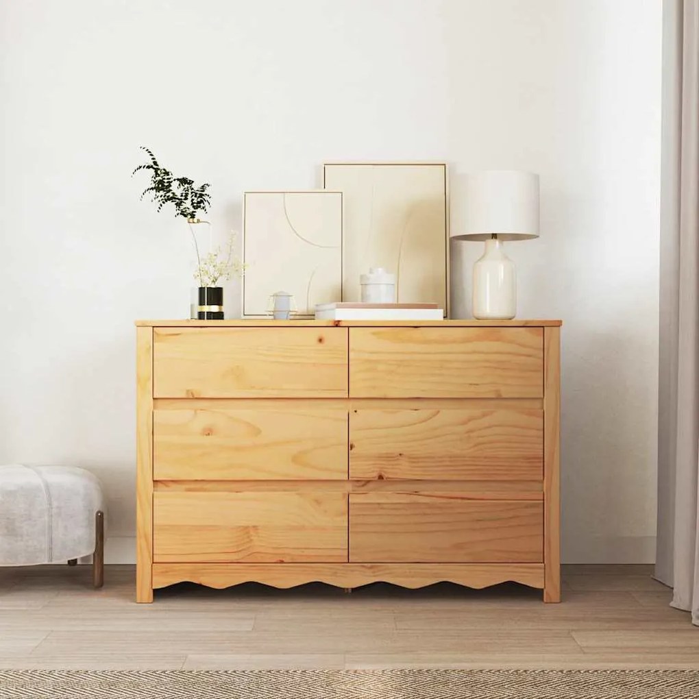 vidaXL Συρταριοθήκη με ράφι Καφέ 111 x 43 x 73.5 εκ. Μασίφ ξύλο πεύκου