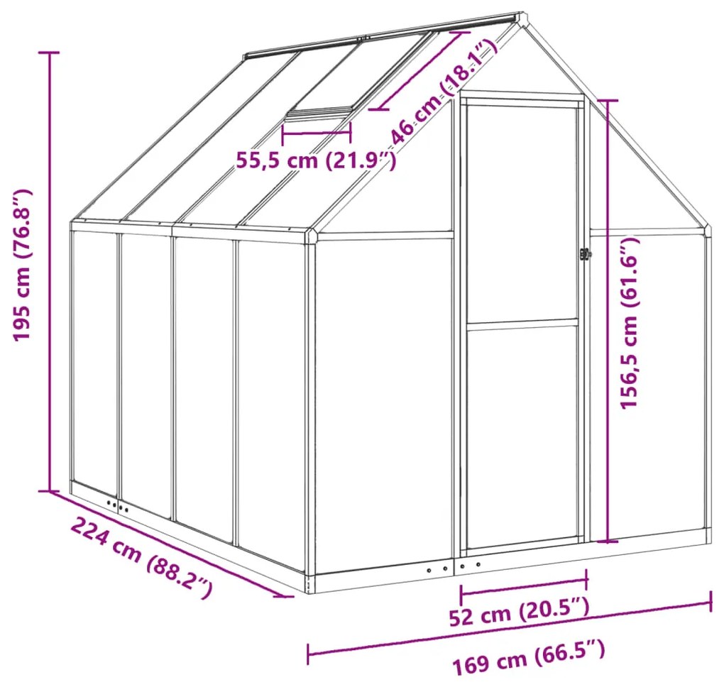 ΘΕΡΜΟΚΗΠΙΟ ΜΕ ΠΛΑΙΣΙΟ ΒΑΣΗΣ ΑΝΘΡΑΚΙ 224X169X195 ΕΚ. ΑΛΟΥΜΙΝΙΟ 4005836