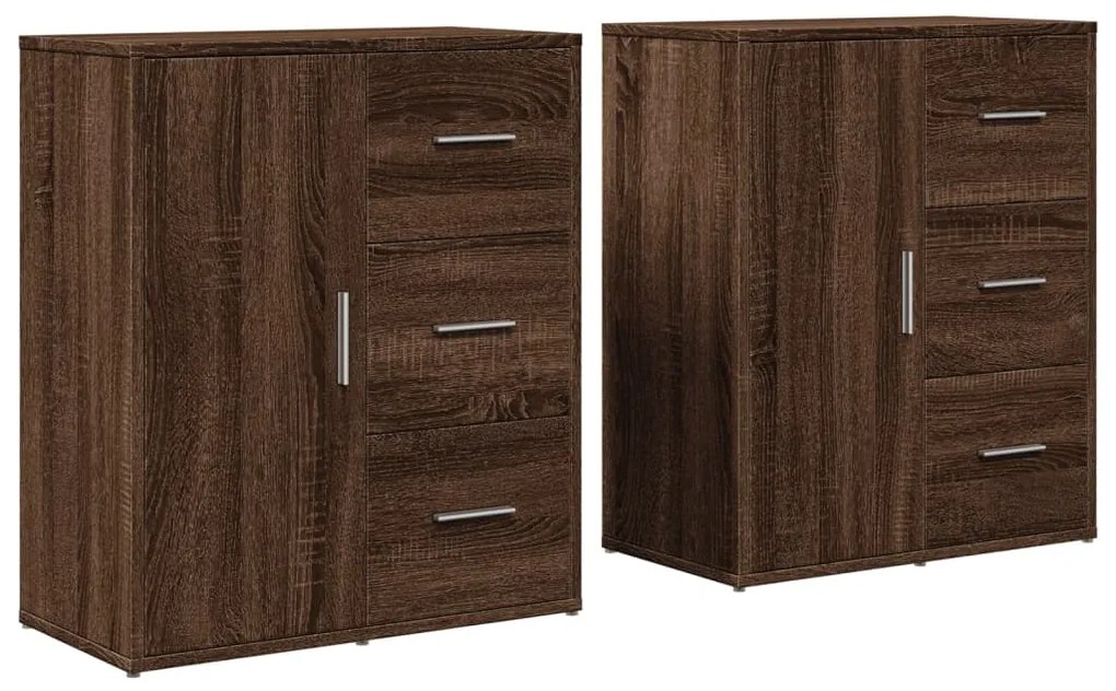 vidaXL Βοηθητικά Ντουλάπια 2 τεμ. Καφέ Δρυς 60x31x70εκ. Επεξεργ. Ξύλο