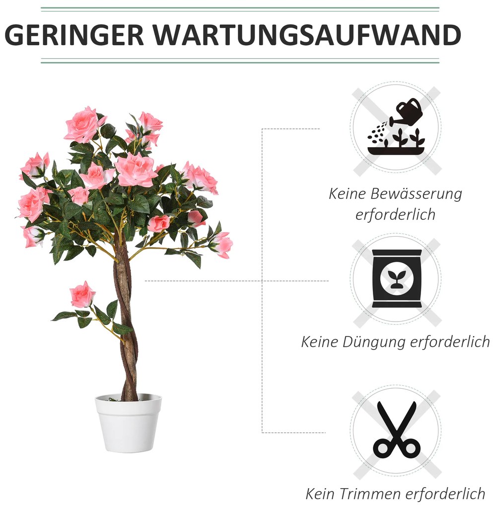 Outsunny Τεχνητό δέντρο, Τεχνητό φυτό σε τσιμεντένια γλάστρα, Τεχνητό φυτό