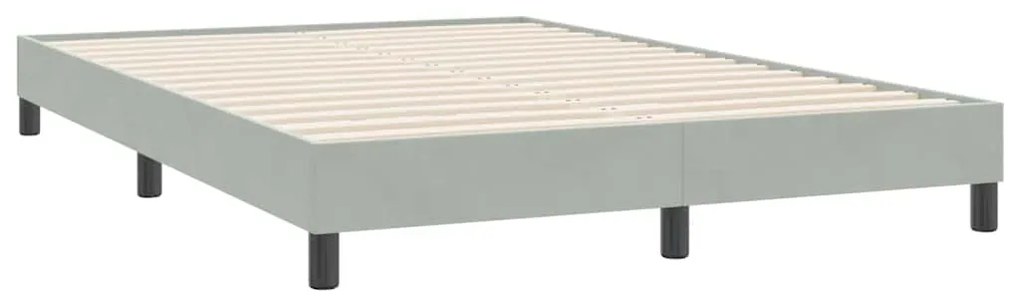 Κρεβάτι Boxspring με Στρώμα Ανοιχτό Γκρι 140x220 εκ. Βελούδινο - Γκρι