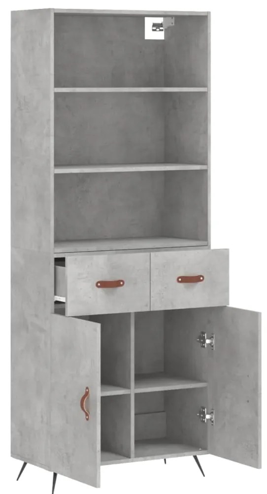 vidaXL Ντουλάπι Γκρι Σκυροδέματος 69,5x34x180 εκ. Επεξεργασμένο Ξύλο