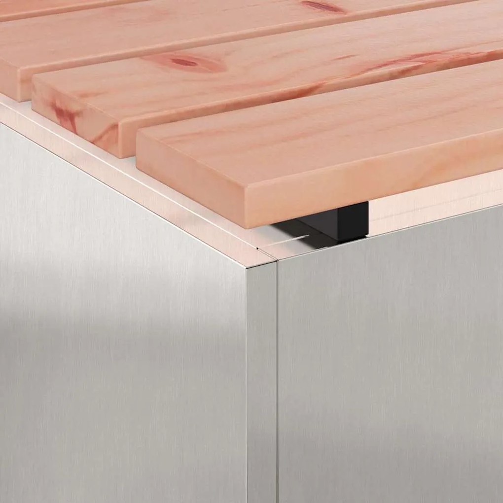 vidaXL Παγκάκι κήπου Ασημί 60 x 40 x 43 εκ Ανοξείδωτο ατσάλι