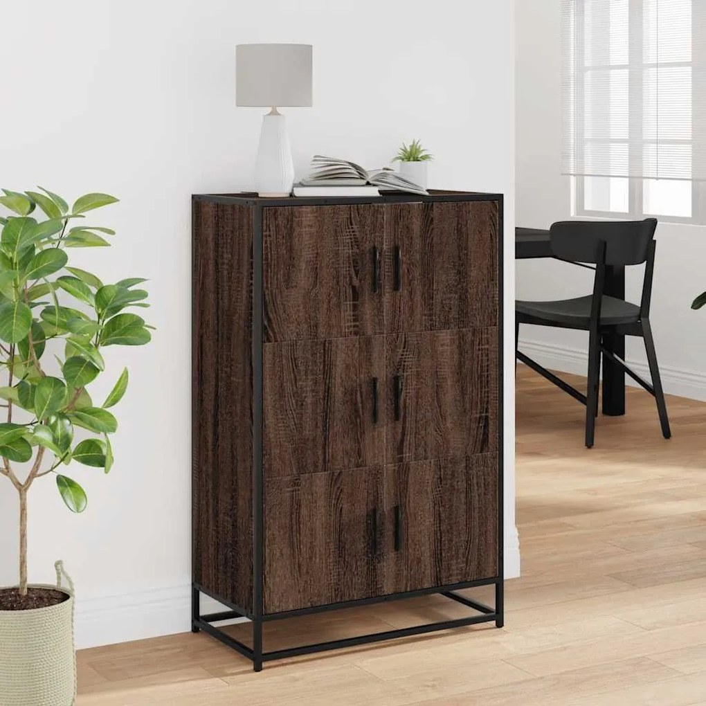 Highboard καφέ δρυς Κατασκευασμένο ξύλο και μέταλλο - Καφέ