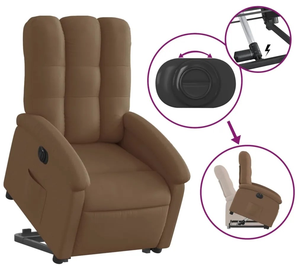 vidaXL Πολυθρόνα Ηλεκτρική Ανακλινόμενη Ανύψωση Σκ. Καφέ Υφασμάτινη