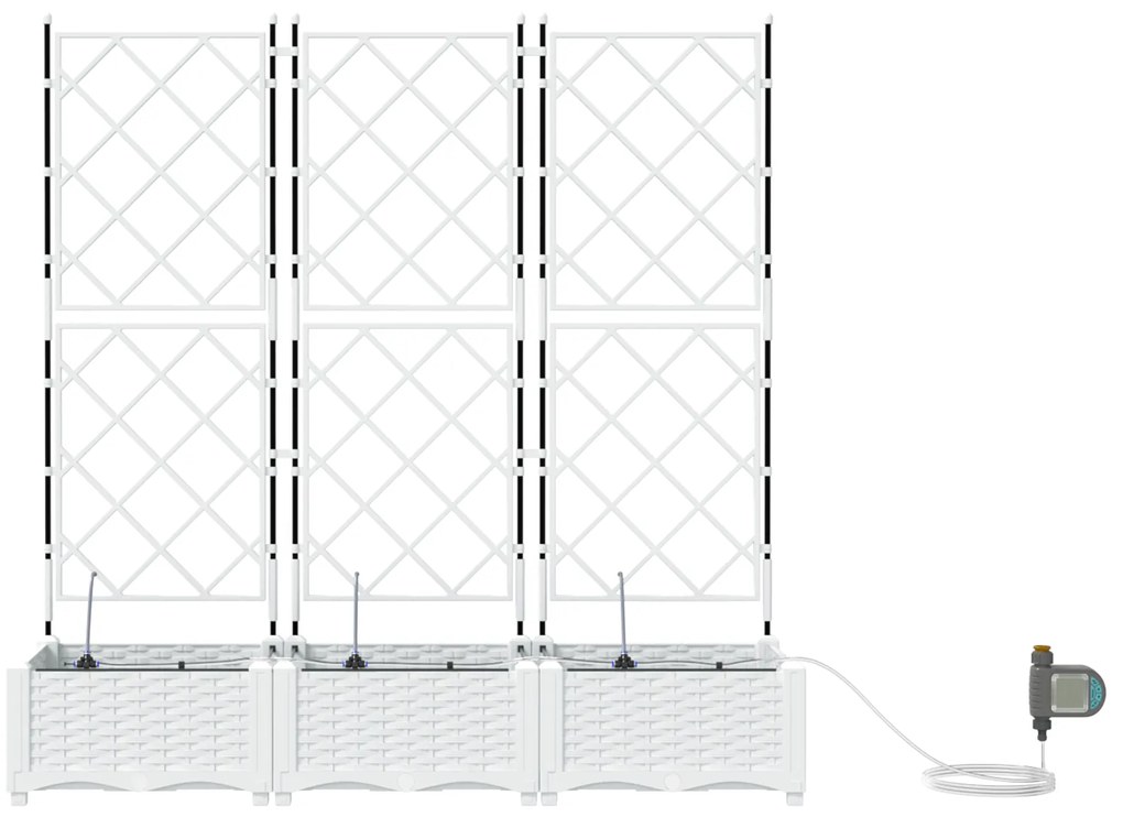 vidaXL Γλάστρες Κήπου 1 τεμ Καφασωτό Λευκό 120 x 40 x 126 cm Πλαστικό