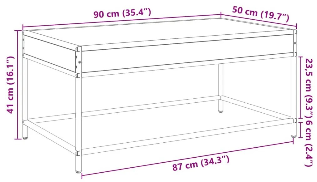 Τραπεζάκι Σαλονιού Άπειρο Φως LED Sonoma Δρυς 90x50x41 εκ. - Καφέ