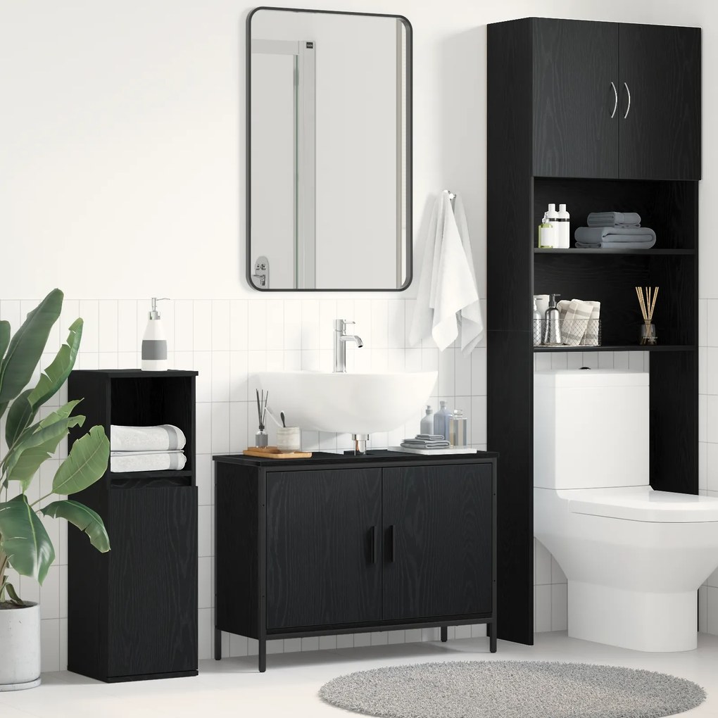 vidaXL Νιπτήρας Μπάνιου Μαύρο Δρυς 80x30x60 εκ Επεξεργασμένο Ξύλο