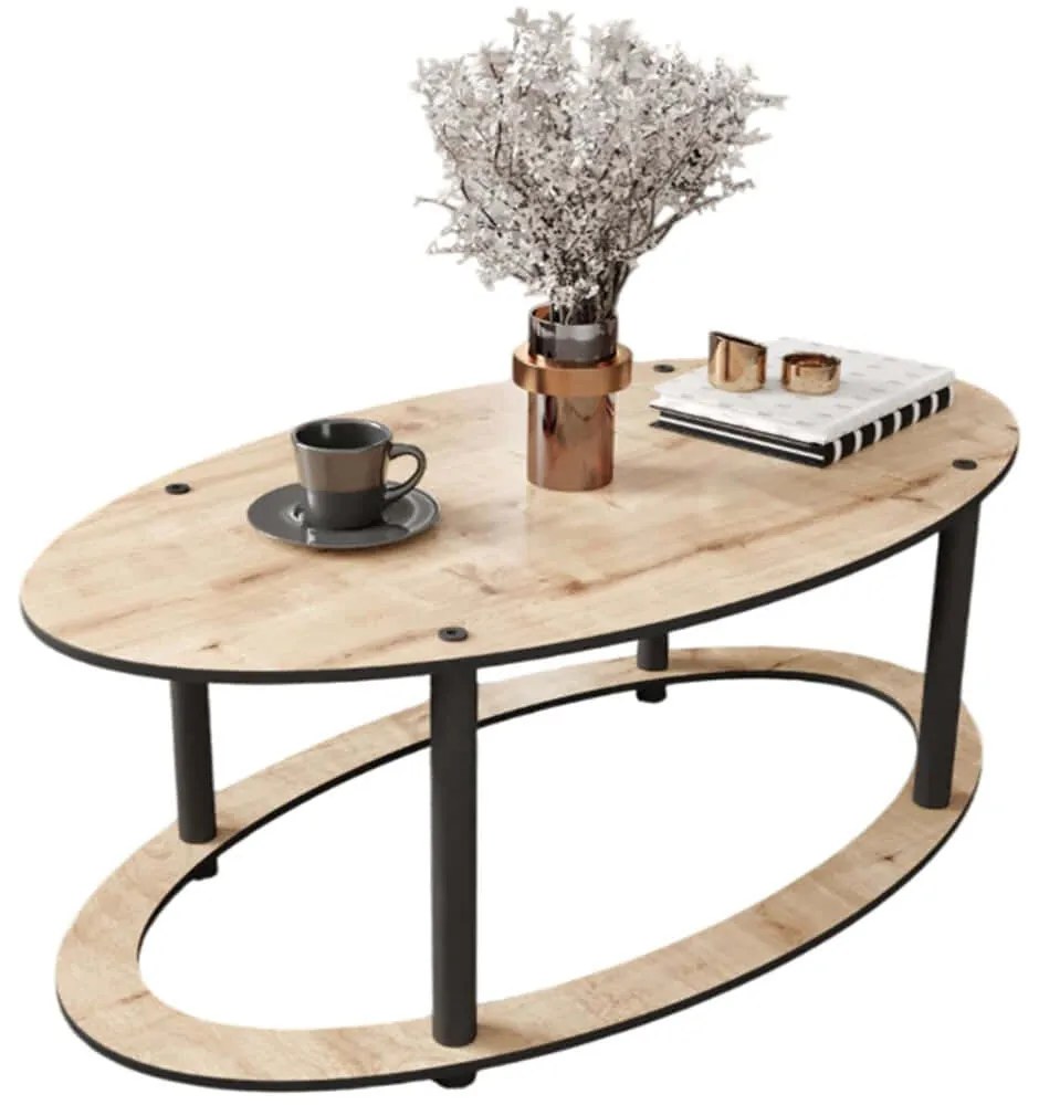 Τραπέζι Σαλονιού Hole Ellipse 282PTR1560 60x38x40cm Oak