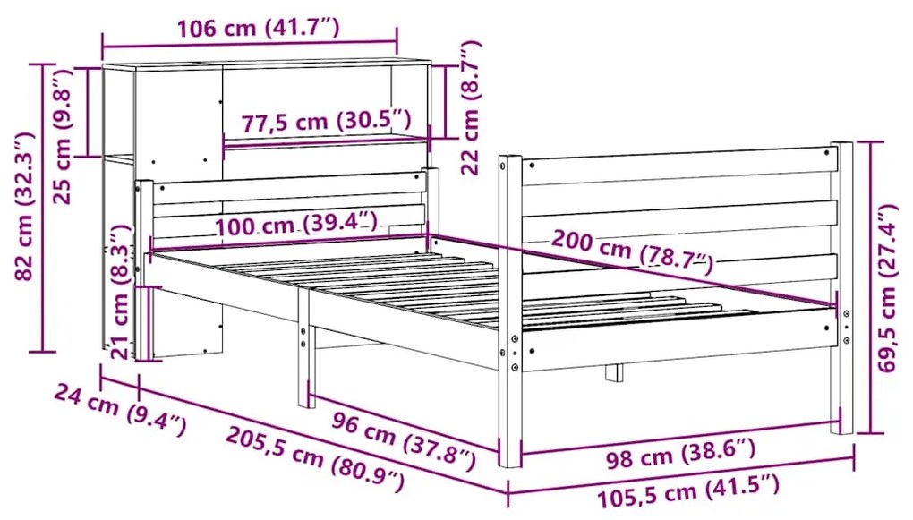 ΚΡΕΒΑΤΙ ΒΙΒΛΙΟΘΗΚΗ ΧΩΡΙΣ ΣΤΡΩΜΑ 100X200 ΕΚ ΜΑΣΙΦ ΞΥΛΟ ΠΕΥΚΟΥ 3322219