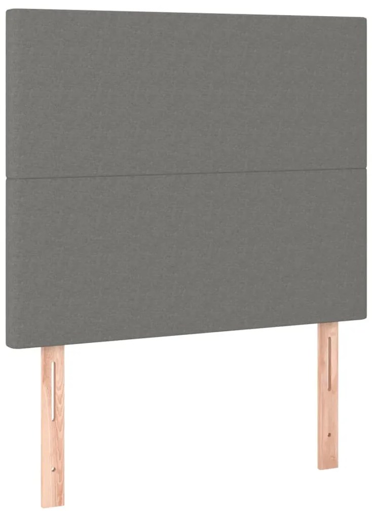 vidaXL Κρεβάτι Boxspring με Στρώμα &amp; LED Σκ.Γκρι 90x190 εκ. Υφασμάτινο