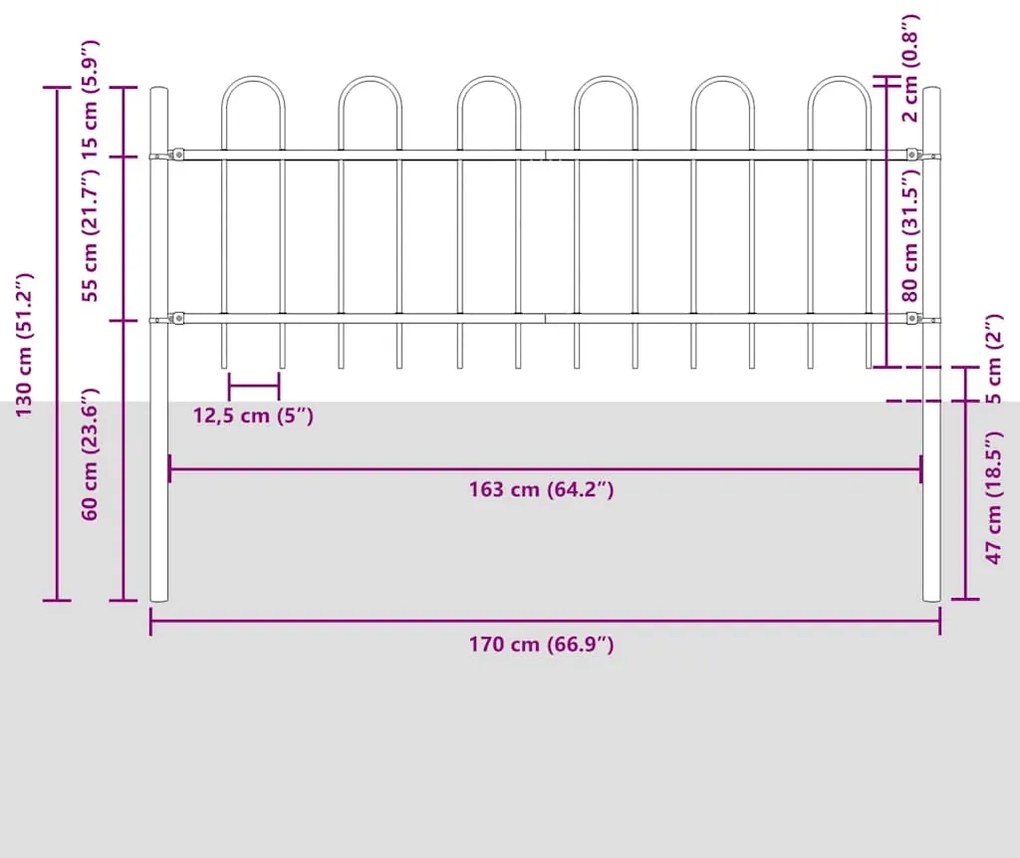 vidaXL Φράχτης Κήπου με Θόλο, Λευκό, 8.5x0.8 μ, Χάλυβας