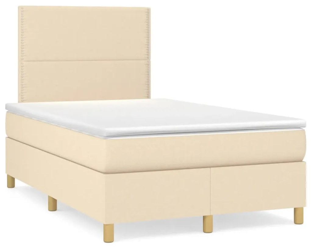 vidaXL Κρεβάτι Boxspring με Στρώμα Κρεμ 120x190 εκ. Υφασμάτινο