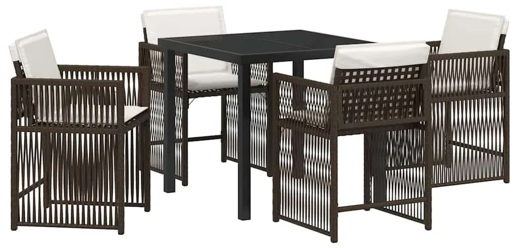 vidaXL Σέτ φαγητού για κήπο 5 pcs Καφέ συνθετικό ρατάν