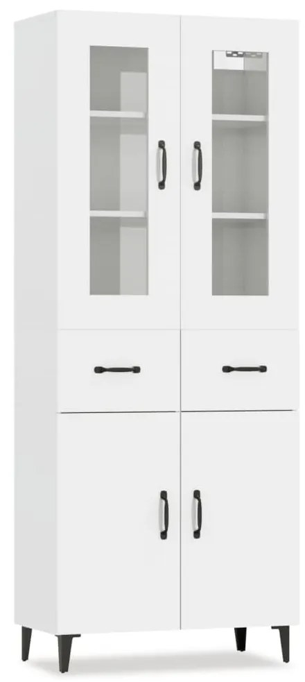 vidaXL Ντουλάπι Γυαλιστερό Λευκό 69,5x34x180 εκ. Επεξεργασμένο Ξύλο