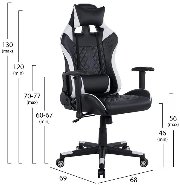 Πολυθρόνα Gaming Journey Σε Χρώμα Μαύρο-Λευκό 68x69x130 Εκ