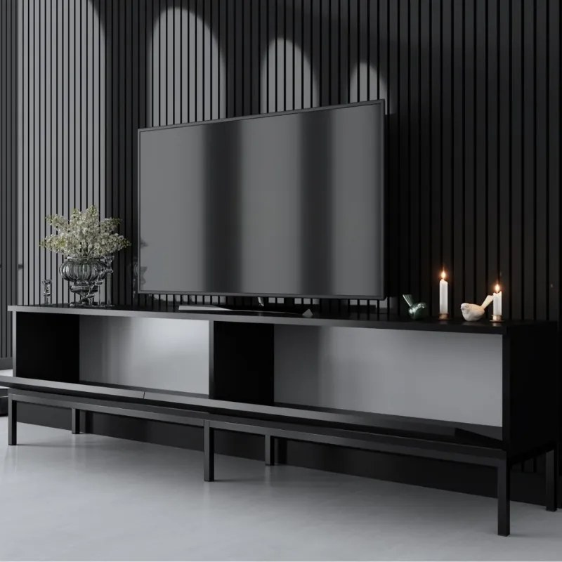 Έπιπλο τηλεόρασης Lord Megapap χρώμα μαύρο 180x30x47εκ. - GP052-0153,1