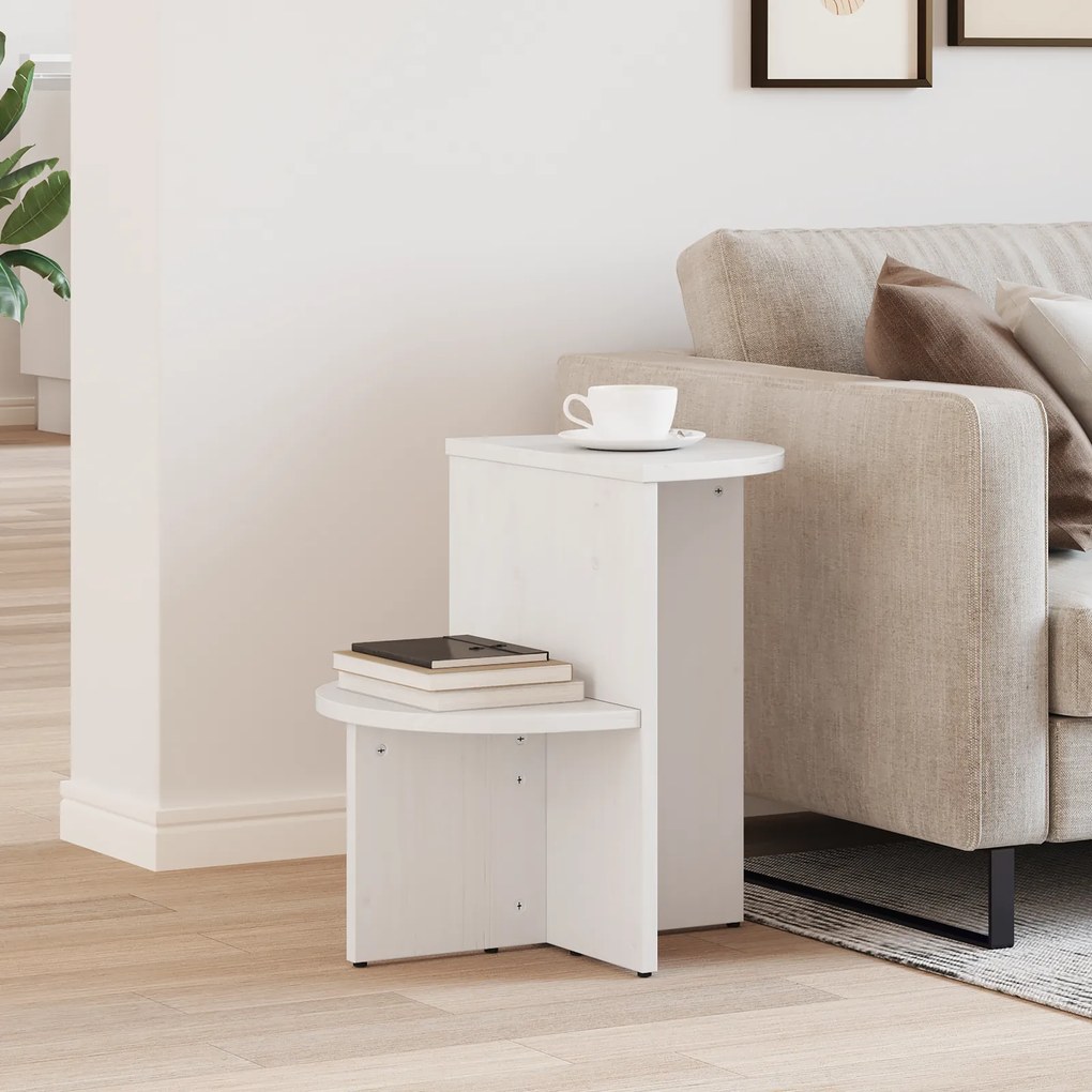 vidaXL Τραπεζάκι Πλευράς Λευκό 50 x 40 x 50 εκ Μασίφ ξύλο πεύκου