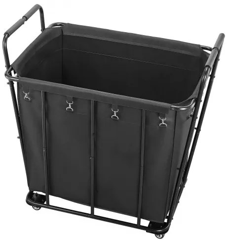 VEVOR Laundry Cart, Rolling Grocery Utility Cart with Waterproof Liner & Swivel Wheels, 118 KG Large Load Capacity, Heavy Duty Shopping Basket for Laundry, Shopping, Camping, Grocery, Luggage, Black